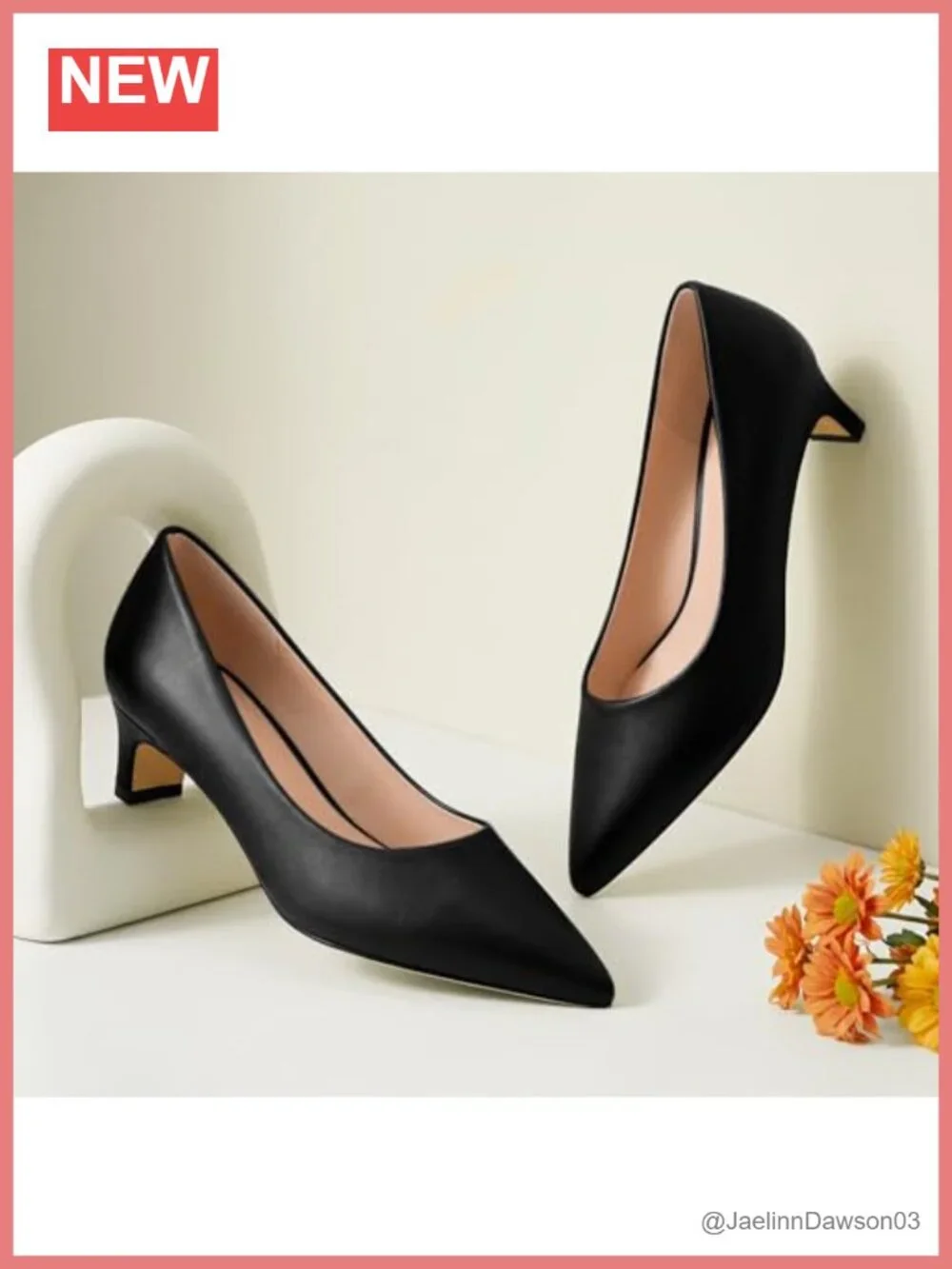 Chunky Heels for Women Closed Pointed Toe Low Block Heel Pumps Slip on Dress